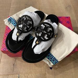 Tory Burch Black Miller Patent Leather Sandal Size 6